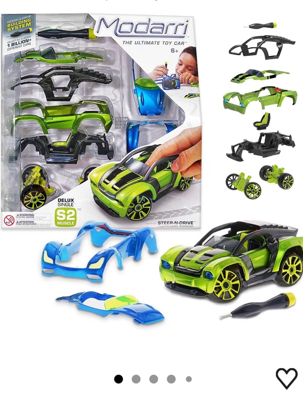 Modarri NWT Delux S2 Muscle Car Build Your Car Kit Toy Set green blue